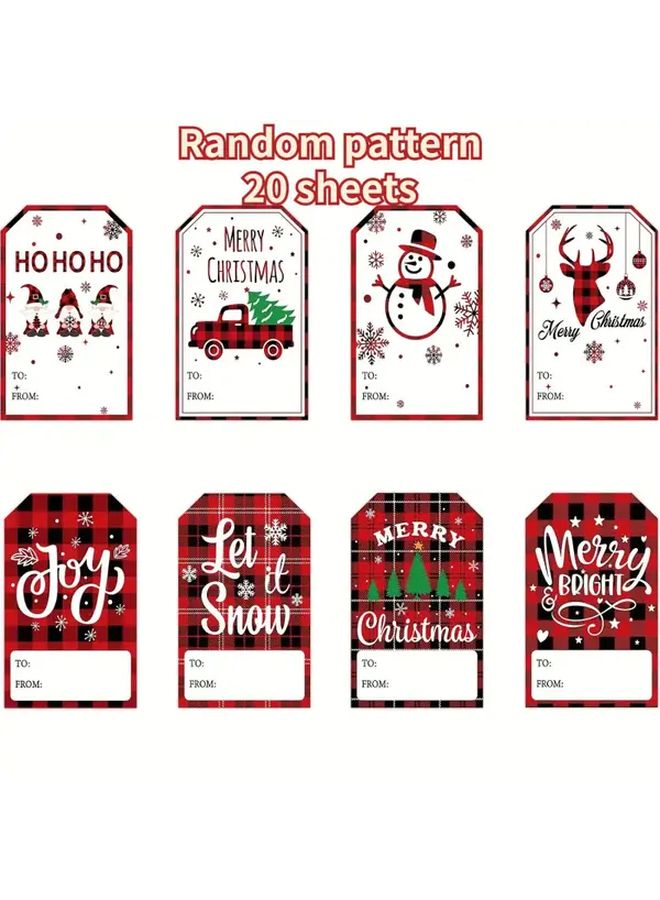 Red Plaid Christmas Gift Tags 20 Sheets Merry Christmas Ho Ho Ho Designs - Image 5