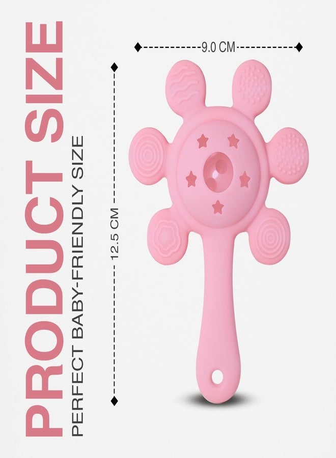 Prplet Silicone Baby Teether & Rattle Toy - Soft & Safe for Infants, BPA-Free, Multi-Texture Design for Teething Relief & Early Development (Pink) - Image 3