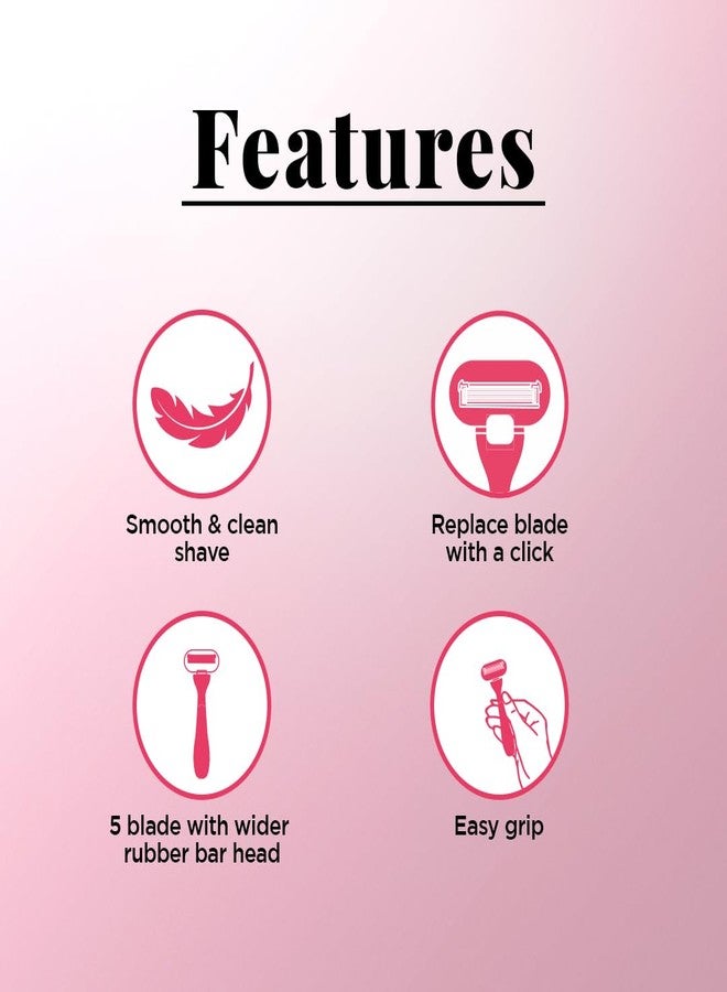 Floren Body Razor | 1 cartridges + 1 handle (5 blades) | Eurpoean Blades | Body hair removal, Aloe Vera Strip, Super Smooth Razor, Hair Removal from hands, legs, Bikini and arms (1) - Image 3