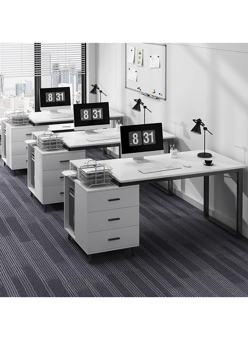 CityRiya-Long Computer Desk, Gaming Desk, Home Office Desk Work Table, Executive Desk with Storage Cabinet, 120*60*75cm Laptop PC Desk Study Writing Table,  Black Large Workstation Business Furniture  - Image 3
