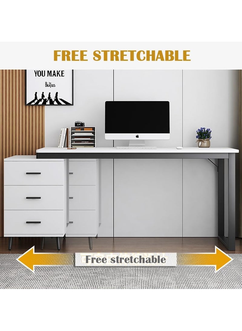 CityRiya-Long Computer Desk, Gaming Desk, Home Office Desk Work Table, Executive Desk with Storage Cabinet, 120*60*75cm Laptop PC Desk Study Writing Table,  Black Large Workstation Business Furniture  - Image 5