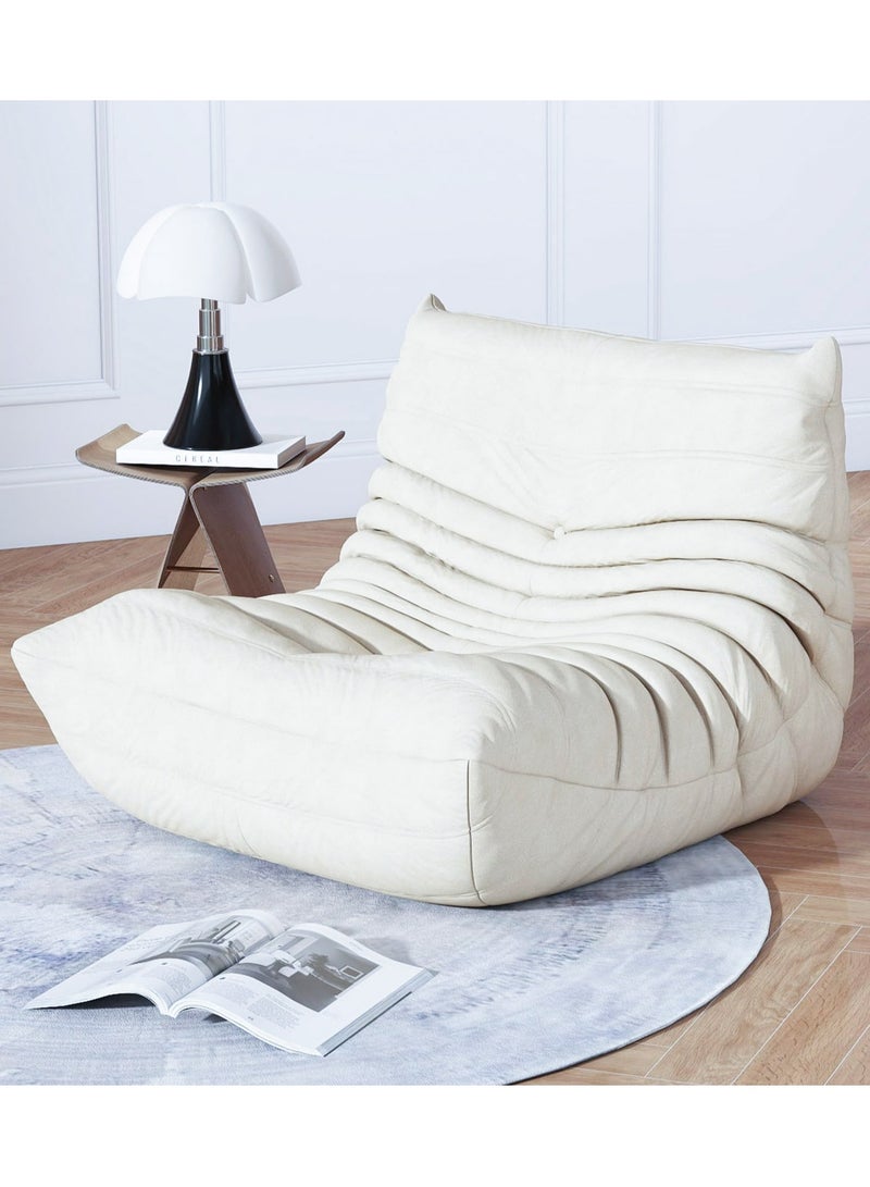 VUCATIN Bean Bag Chair for Adults Lazy Floor Sofa Couch Adult Size with Soft Waterproof Fabric for Living Room Apartments Reading Corner Gaming and Movie Venue (White) - Image 1