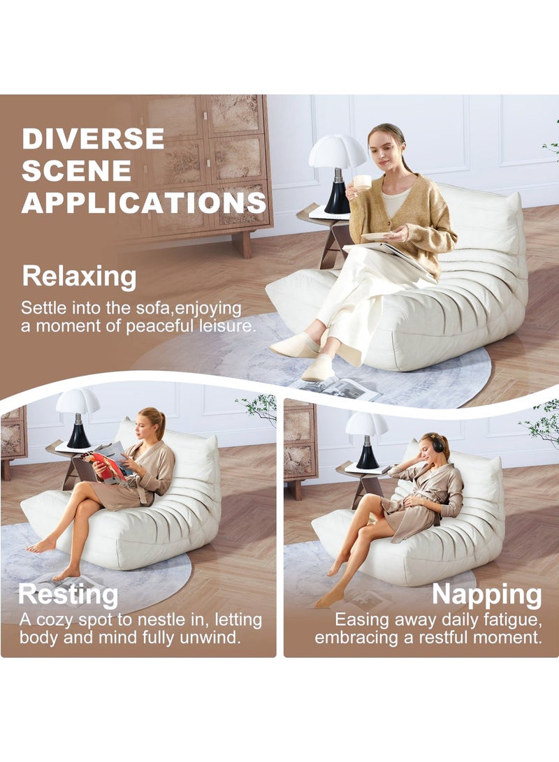 VUCATIN Bean Bag Chair for Adults Lazy Floor Sofa Couch Adult Size with Soft Waterproof Fabric for Living Room Apartments Reading Corner Gaming and Movie Venue (White) - Image 2