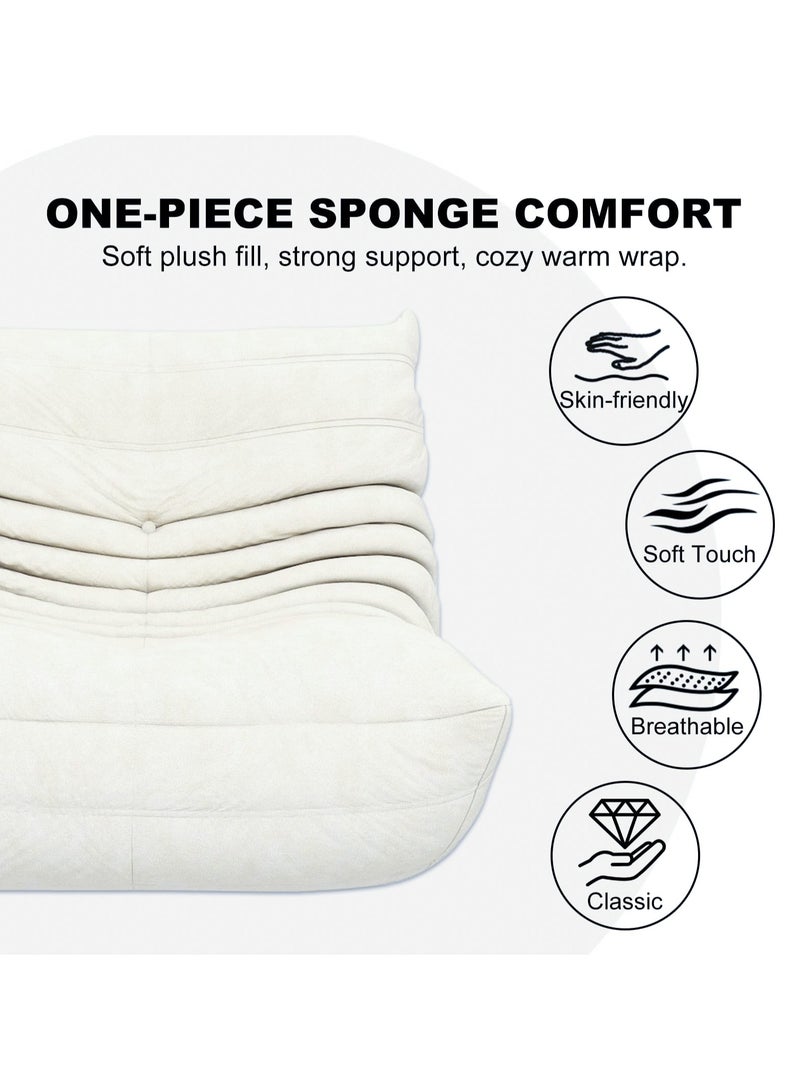 VUCATIN Bean Bag Chair for Adults Lazy Floor Sofa Couch Adult Size with Soft Waterproof Fabric for Living Room Apartments Reading Corner Gaming and Movie Venue (White) - Image 3