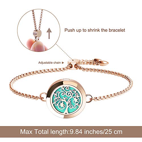 ttstar Essential Oil Diffuser Bracelet Stainless Steel Aromatherapy Locket Adjustable Bracelet Set with 24 Refill Pads in 12 Assorted Colors, Gifts Set for Women(Rose Gold) - Image 4