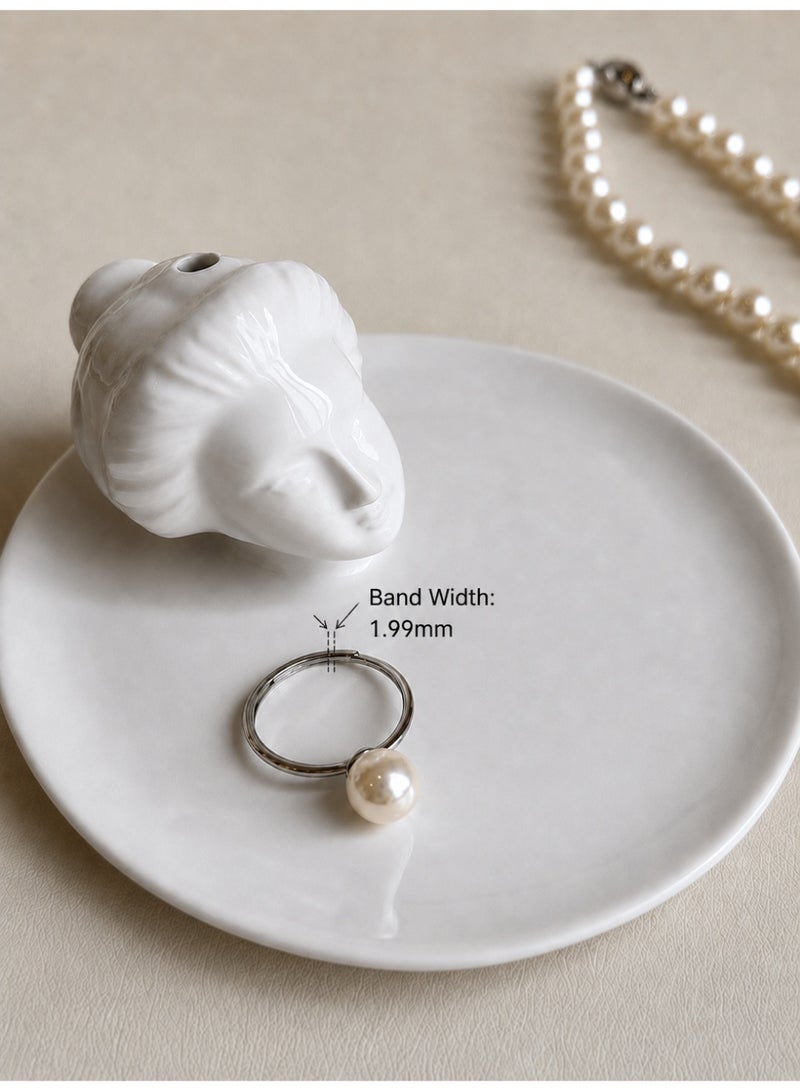 Rings for Girls S925 Sterling Silver Natural Pearl Ring, Adjustable Pearl Open End Ring, Women's Rings, Women's Jewelry Accessories, Includes a Jewelry Ring Box - Image 5