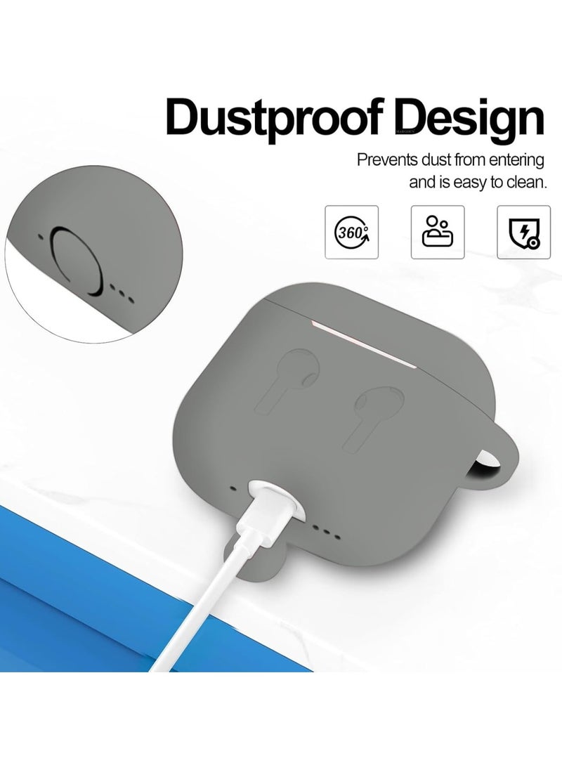 MIGOFAST - AirPods 4 Case Silicone Compatible with AirPods 4th Generation Case (2024) Drop Protection Cover with Keychain Light Gray - Image 1