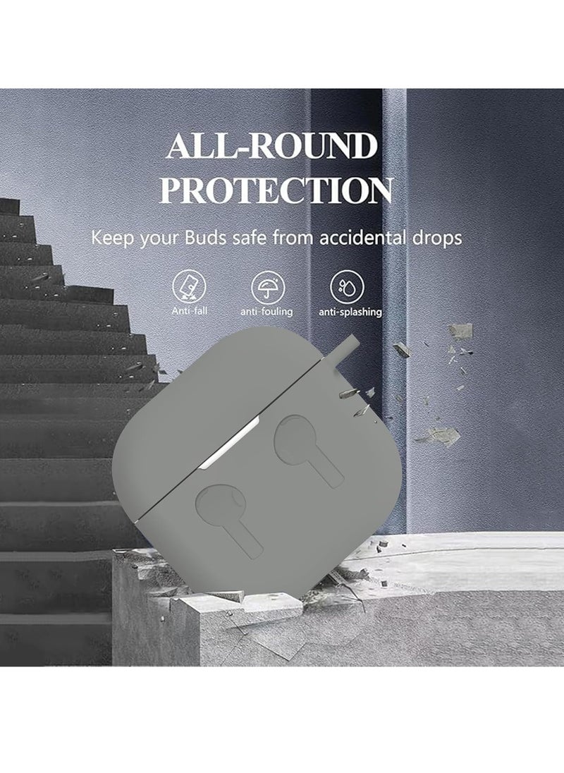 MIGOFAST - AirPods 4 Case Silicone Compatible with AirPods 4th Generation Case (2024) Drop Protection Cover with Keychain Light Gray - Image 1