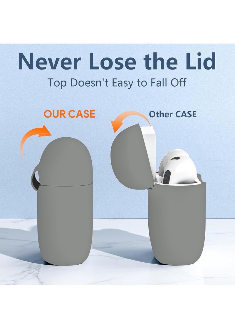 MIGOFAST - AirPods 4 Case Silicone Compatible with AirPods 4th Generation Case (2024) Drop Protection Cover with Keychain Light Gray - Image 1