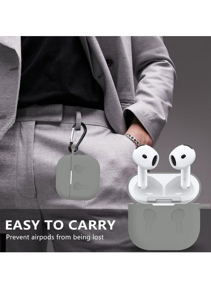 MIGOFAST - AirPods 4 Case Silicone Compatible with AirPods 4th Generation Case (2024) Drop Protection Cover with Keychain Light Gray - Image 1