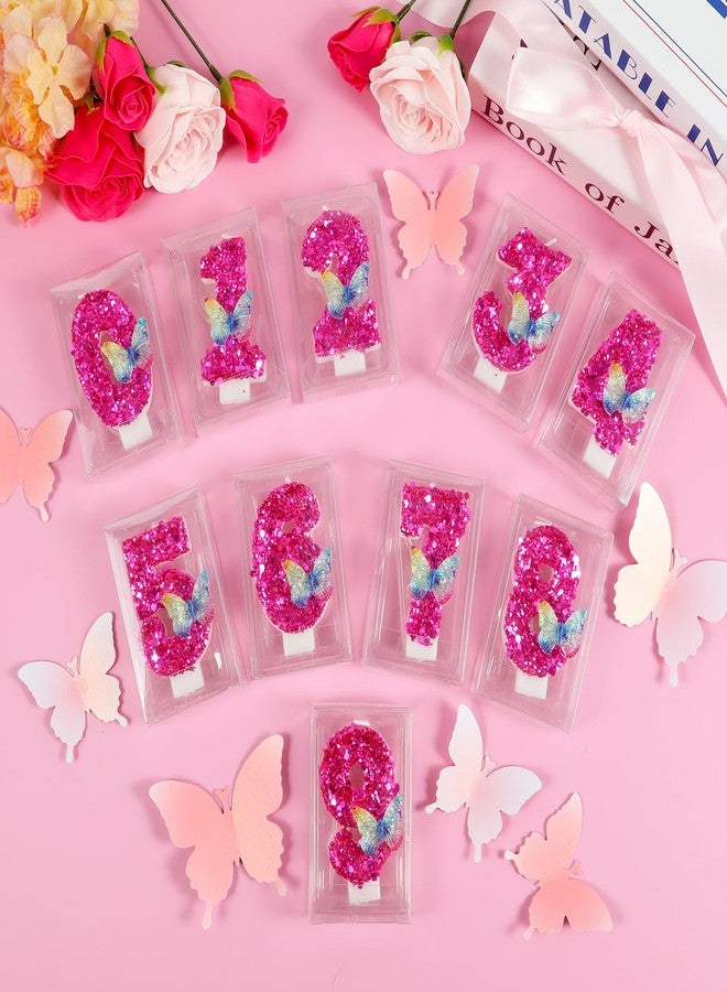 IDIJOLI Butterfly Number 4 Candles Glitter Hot Pink Birthday Candles for Cake Topper with Sequins for Anniversary Celebrations Supplies - Image 5