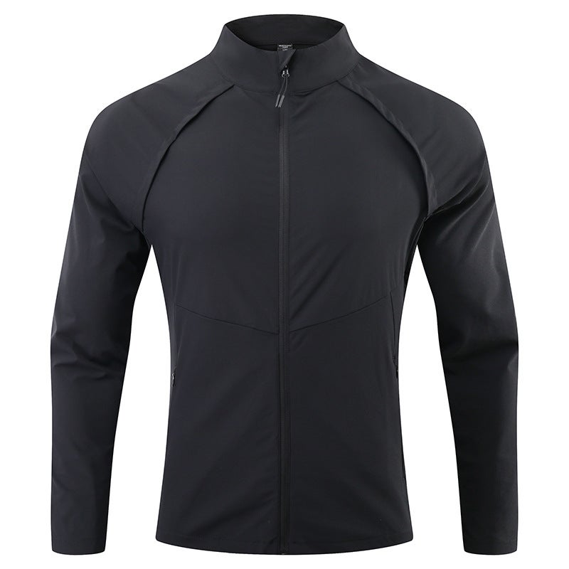 Jacket With Stand Collar, Zipper, Slim Fit, Quick-Drying, Fitness Wear, Long-Sleeved Clothing, Team Sports, Printed Embroidery - Image 1