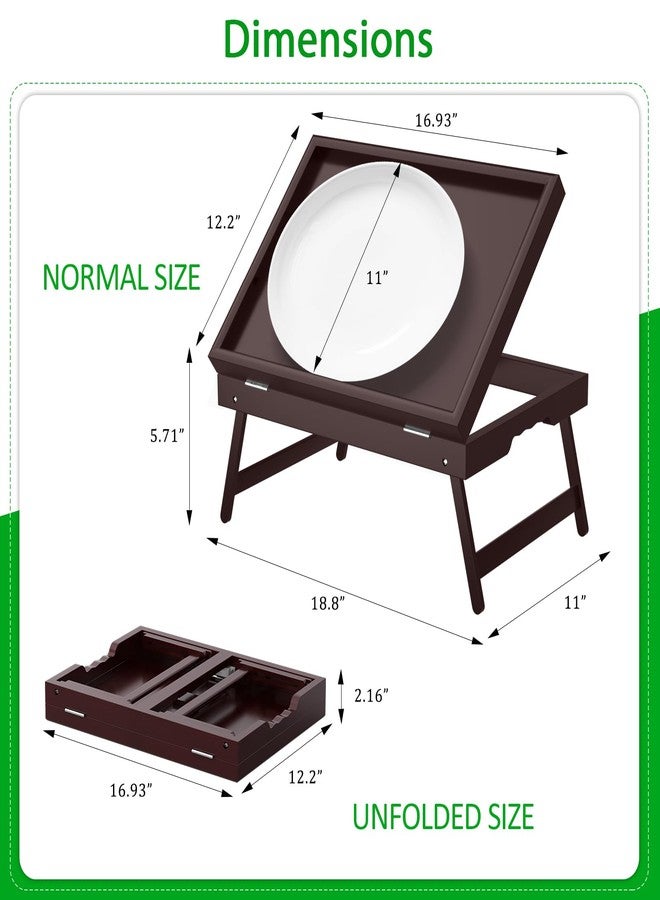 promitop Bamboo Bed Tray Table with Foldable Legs & Ergonomic Handle, 17x12in Breakfast Tray for Eating, Laptop Desk, Sofa Snacking, Non-Slip Surface (Mahogany) - Image 4