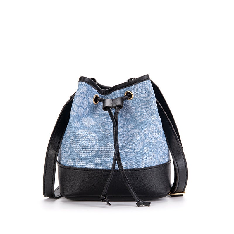 Crossbody Bucket Bag 2023 New Fashion Trendy Large Capacity Plaid Rose Rhombic Printed Strap Shoulder Bag - Image 1
