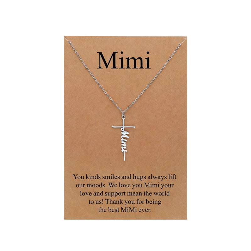Lcherry Mimi Gifts from Granddaughter - Mimi Cross Necklace for Women, Mother's Day Birthday Religious Necklace Gifts for Women Christian Jewelry - Image 1