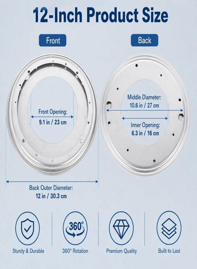 RHBLME 6 Pack 12 Inch Lazy Susan Hardware, 5/16" Thick Turntable Bearings, 1000Lbs Rotating Bearing Plate Heavy Duty Lazy Susan for Rotating Table, Corner Shelves, Book Case, Serving Tray - Image 2