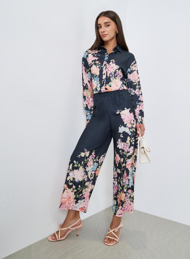 Styli Floral Print Wide Leg Pants - Image 1