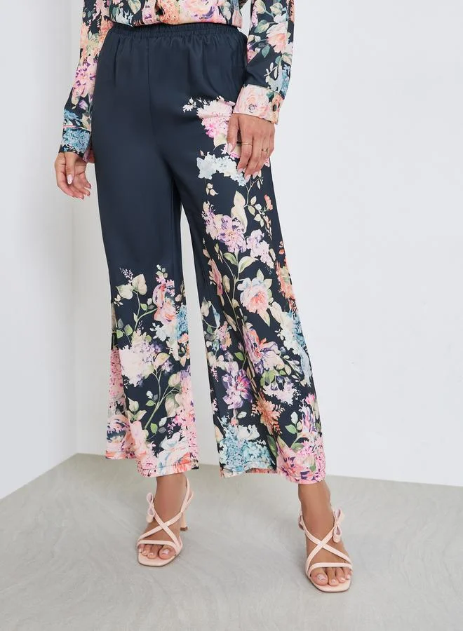 Styli Floral Print Wide Leg Pants