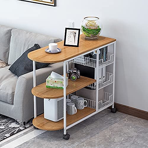 INDIDECOR INDIDECOR XL6301 Kitchen Cart Durable 3Tier Kitchen Island Cart Trolley Industrial Microwave Oven Stand Utility Storage Cart with 3 Metal Baskets 4 Wheels 2 Locking Wheels White  - Image 4