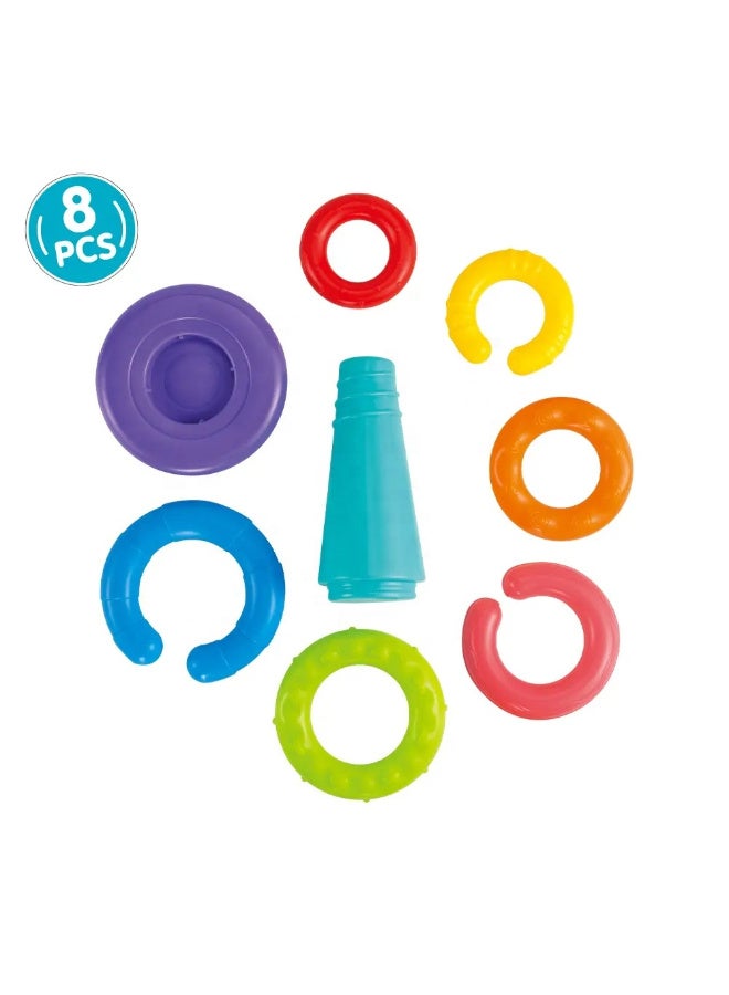 Rainbow Stacking Rings Educational Toy, 8 Colourful Rings, Baby Development Toy for Indoor and Bath Play - Image 5