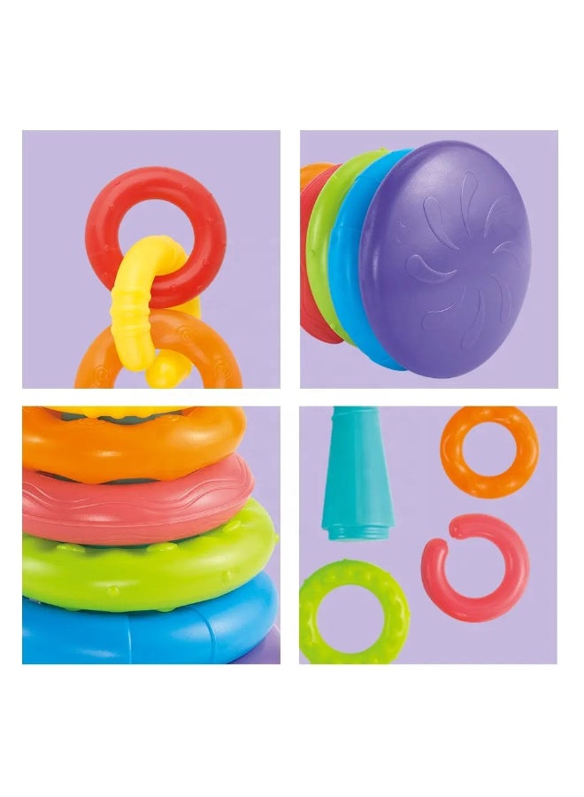 Rainbow Stacking Rings Educational Toy, 8 Colourful Rings, Baby Development Toy for Indoor and Bath Play - Image 4
