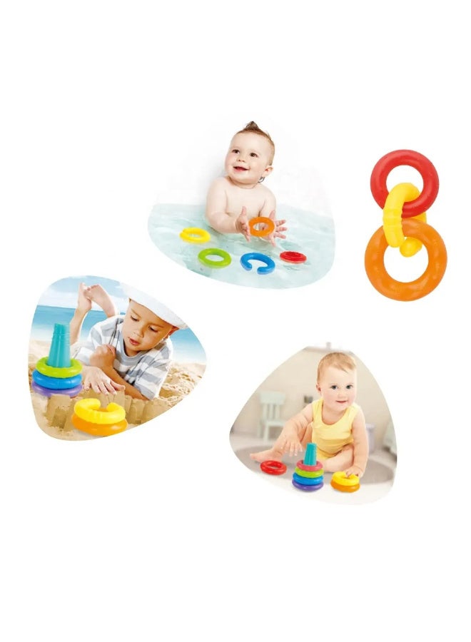 Rainbow Stacking Rings Educational Toy, 8 Colourful Rings, Baby Development Toy for Indoor and Bath Play - Image 3