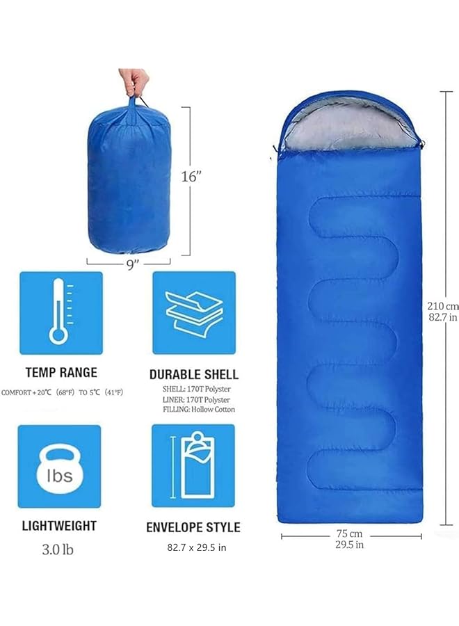 CHAYA Outdoor Camping Sleeping Bag Lightweight 3 Season Weather Envelope Sleep Bags Warm Bag Microfiber Filled 5 20 Degree For Backpacking/Hiking/Camping/Mountaineering With Compression Sack(Blue)  - Image 3