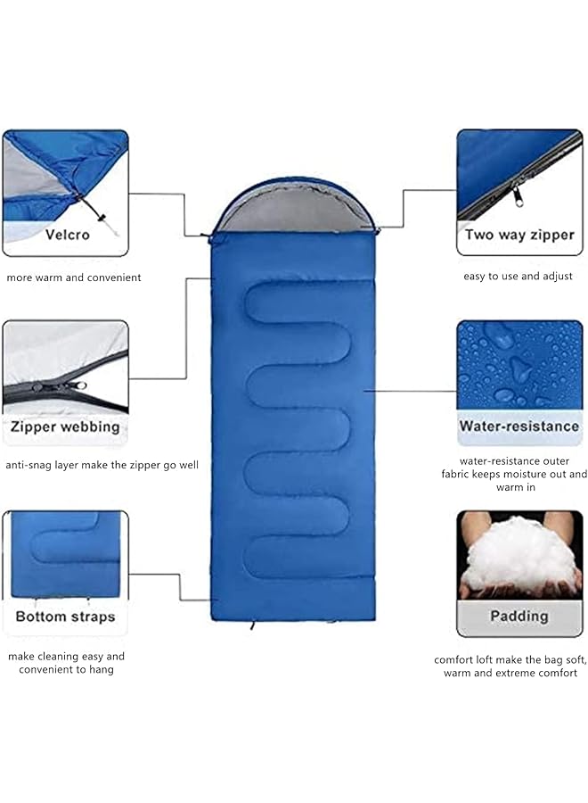 CHAYA Outdoor Camping Sleeping Bag Lightweight 3 Season Weather Envelope Sleep Bags Warm Bag Microfiber Filled 5 20 Degree For Backpacking/Hiking/Camping/Mountaineering With Compression Sack(Blue)  - Image 2