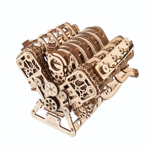 UGEARS V8 Engine Model Kit - 3D Wooden Puzzles for Adults, 3D Puzzle Model Engine Kit, DIY Kits Gifts for Engineers for Christmas, Wooden Model Kits for Adults to Build, Brain Teaser Hobby Set - Image 1