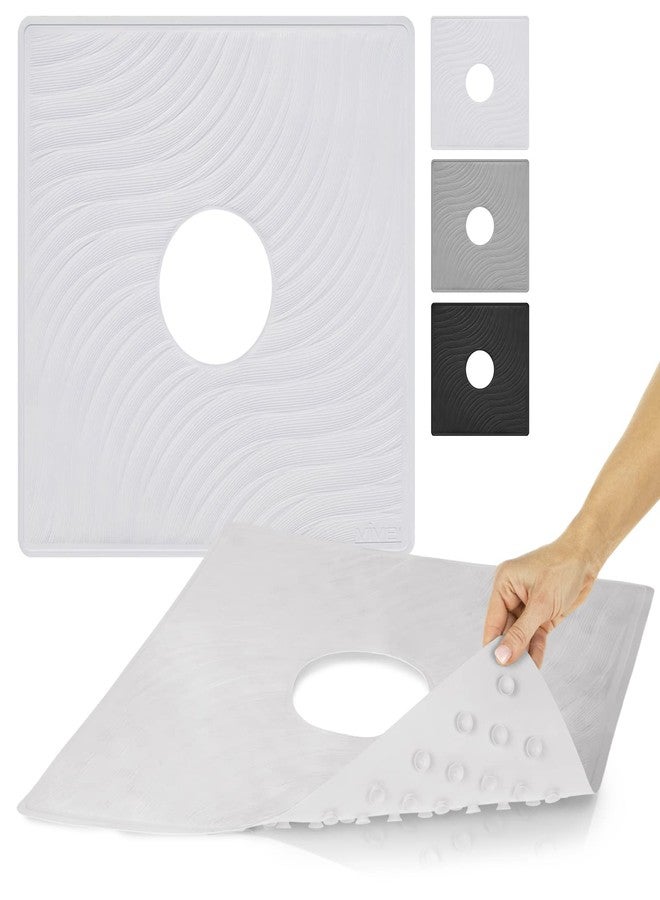 Vive Shower Mat - 22" by 22" Square Non Slip Large Bath Mat for Bathtub - Patented Design - Suction Cup Traction Skid Pad for Stalls Floors Tub - Textured Rubber with Drain Hole - Image 1