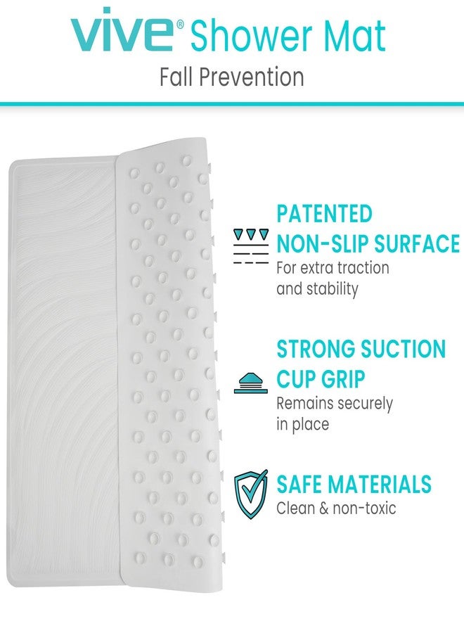 Vive Shower Mat - 22" by 22" Square Non Slip Large Bath Mat for Bathtub - Patented Design - Suction Cup Traction Skid Pad for Stalls Floors Tub - Textured Rubber with Drain Hole - Image 2