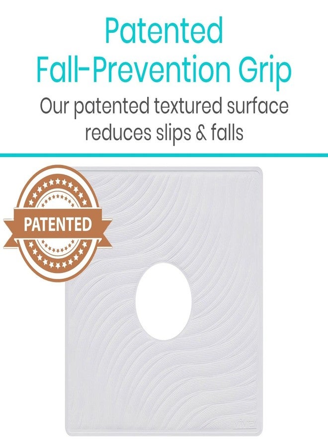 Vive Shower Mat - 22" by 22" Square Non Slip Large Bath Mat for Bathtub - Patented Design - Suction Cup Traction Skid Pad for Stalls Floors Tub - Textured Rubber with Drain Hole - Image 3