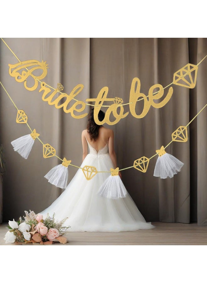 RTYY Bridal Shower Banner Set，Bridal and bachelorette party decorations, Weeding Banner，Bride to Be Banner Sign Glitter Paper 3D Wedding Dress Diamond Bride Garland Bunting Hen Party BannerFor Bridal Shower Wedding Engagement Bachelorette Hen Party Decorations Supplies（Silver） - Image 4