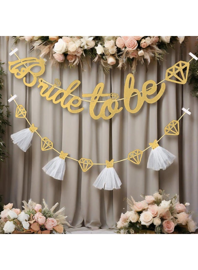 RTYY Bridal Shower Banner Set，Bridal and bachelorette party decorations, Weeding Banner，Bride to Be Banner Sign Glitter Paper 3D Wedding Dress Diamond Bride Garland Bunting Hen Party BannerFor Bridal Shower Wedding Engagement Bachelorette Hen Party Decorations Supplies（Silver） - Image 2