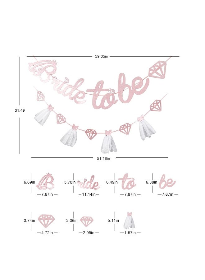 RTYY Bridal Shower Banner Set，Bridal and bachelorette party decorations, Weeding Banner，Bride to Be Banner Sign Glitter Paper 3D Wedding Dress Diamond Bride Garland Bunting Hen Party BannerFor Bridal Shower Wedding Engagement Bachelorette Hen Party Decorations Supplies（Silver） - Image 5
