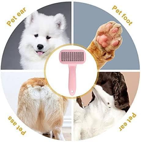 APURK Pet Grooming Brush Pet Massaging Tool for Dogs/Cats Cleaning Slicker Brushes Shedding Removes Tools Mats Tangled Hair for Pet Massage-Self Cleaning(Pack of 1) Multicolor (Pet Grooming Brush) - Image 5