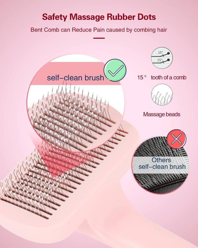 APURK Pet Grooming Brush Pet Massaging Tool for Dogs/Cats Cleaning Slicker Brushes Shedding Removes Tools Mats Tangled Hair for Pet Massage-Self Cleaning(Pack of 1) Multicolor (Pet Grooming Brush) - Image 3