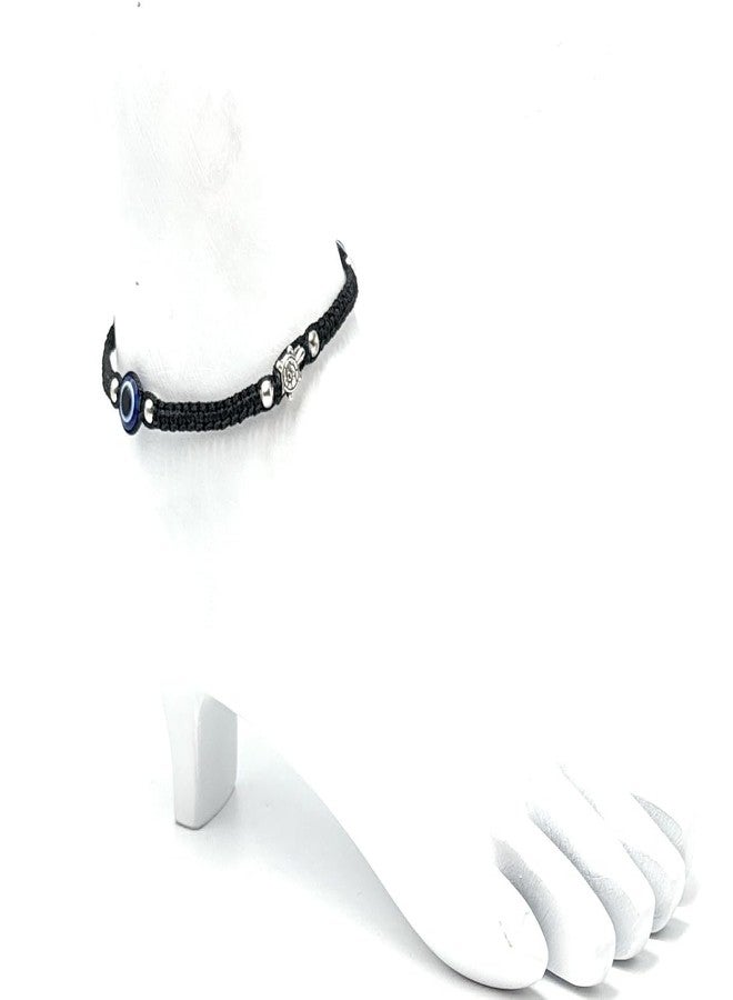 Jyokrish Handmade Adjustable Black Thread Turtle & 2 blue evil eye Anklet |For Women |Girls |Nazariya |Good Luck |Payal |single leg| Lucky Protection - Image 2
