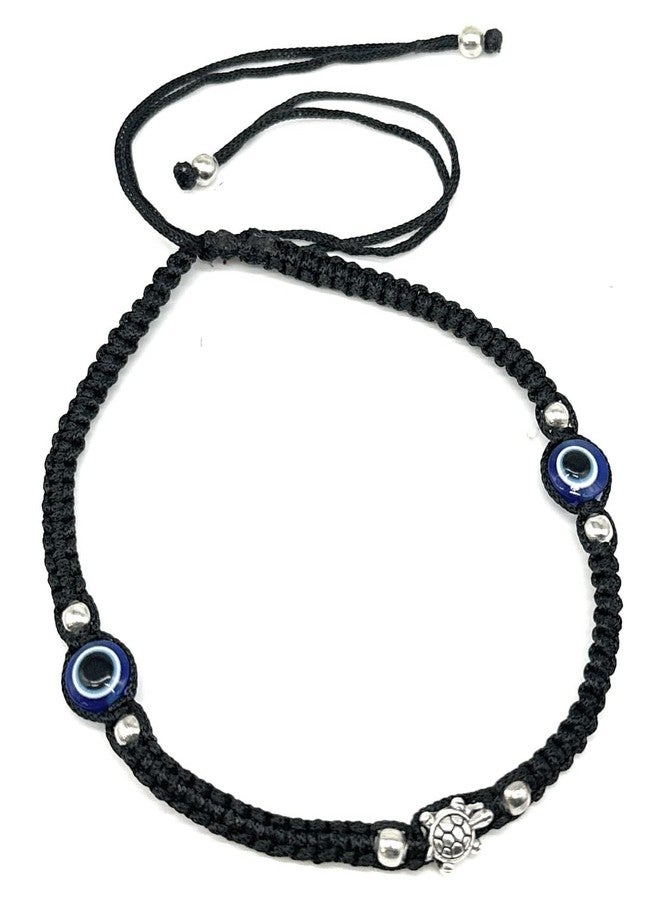 Jyokrish Handmade Adjustable Black Thread Turtle & 2 blue evil eye Anklet |For Women |Girls |Nazariya |Good Luck |Payal |single leg| Lucky Protection - Image 1