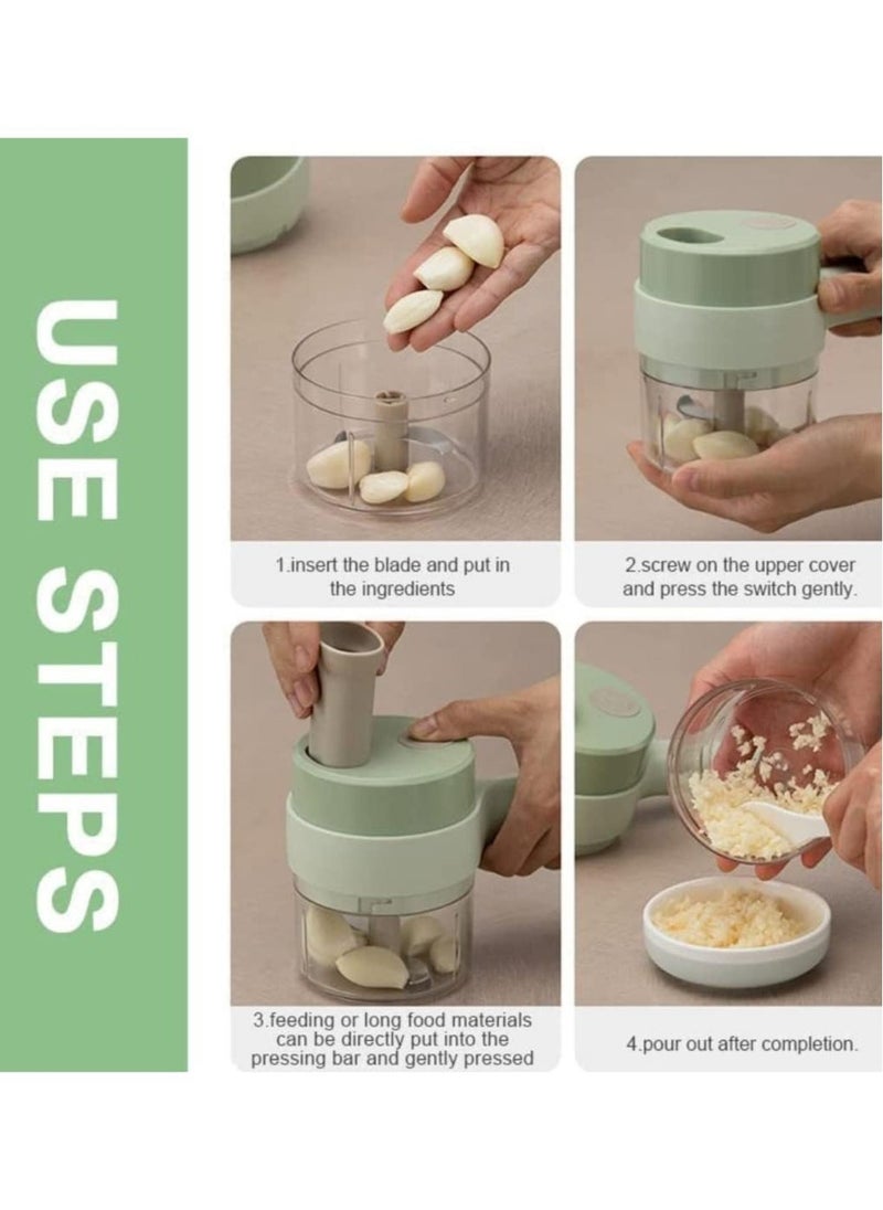 ELTRAZONE Electric Vegetable Cutter Set,Gatling Vegetable Chopper Mini Wireless Food Processor,Garlic Chili Onion Celery Ginger Meat Garlic Chopper with Brush - Image 4