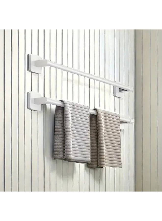 Grey Aluminum Towel Bar With Slipper Holder Wall Mounted Bathroom Kitchen Organizer - Image 2
