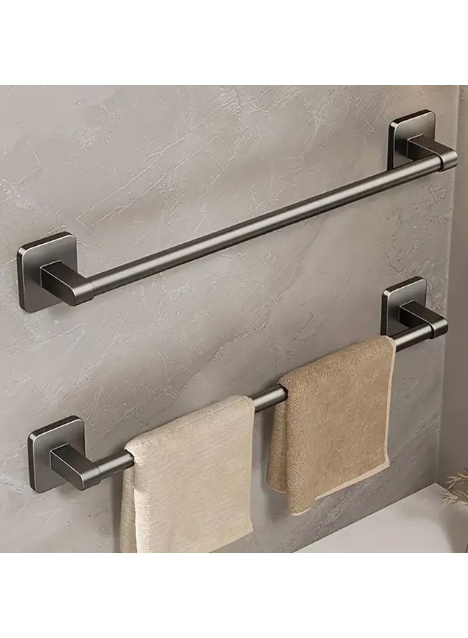 Grey Aluminum Towel Bar With Slipper Holder Wall Mounted Bathroom Kitchen Organizer - Image 4