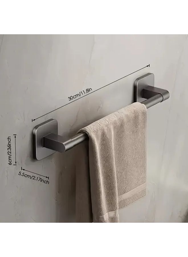 Grey Aluminum Towel Bar With Slipper Holder Wall Mounted Bathroom Kitchen Organizer - Image 3