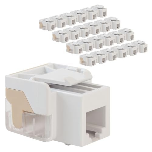 ICC Voice Grade Telephone Keystone Jack with Inline IDC (Easier Termination), 6P6C RJ11, UL Listed TAA Compliant for Wall Plate or Patch Panel, Works with JackEasy Termination Tool, White 25 Pack - Image 1