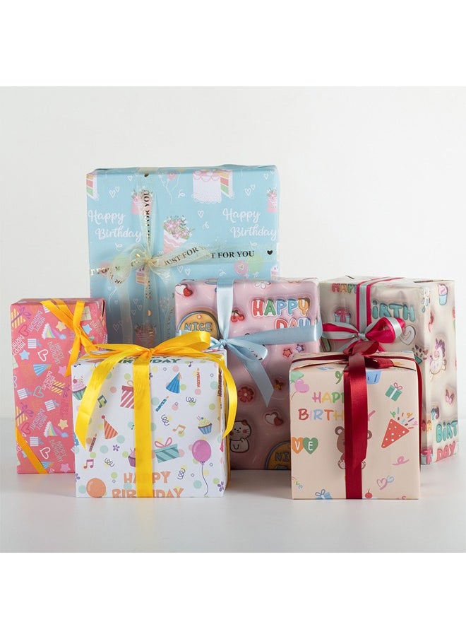 Zeemey 8 Sheets Gift Wrapping Paper With Accessories,Holiday Gift Wrapping Paper,Birthday Gift Box Gift Wrapping DIY, Gift Wrapping Paper for Birthday, Holiday, Wedding, Party,Kids Gift Wrapping (70cmX50cm)  - Image 1