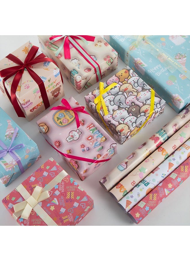 Zeemey 8 Sheets Gift Wrapping Paper With Accessories,Holiday Gift Wrapping Paper,Birthday Gift Box Gift Wrapping DIY, Gift Wrapping Paper for Birthday, Holiday, Wedding, Party,Kids Gift Wrapping (70cmX50cm)  - Image 2