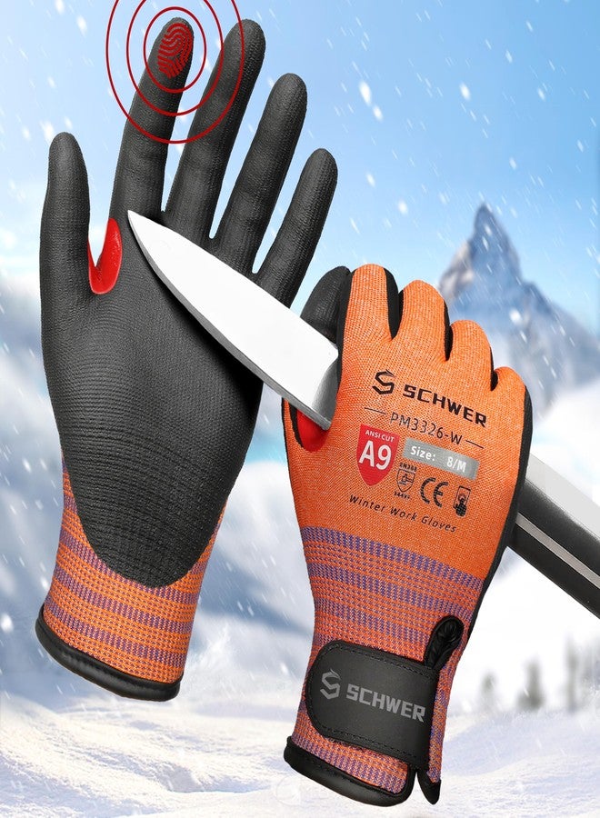 Schwer FreezeGuard-X Winter Work Gloves for Men and Women, ANSI A9 Cut Resistant Gloves for Extreme Protection, Freezer Gloves With Super Grip, Touchscreen, Thermal Insulated, PM3326-W (M,2 Pairs) - Image 1