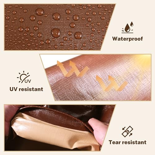 MVPNET 6x8 FT Tarp 22 mil Extreme Heavy Duty Waterproof tarps,Brown&Beige Multipurpose Outdoor Tarpaulin Tear-Proof&UV-Resistant,for Canopy,Camping,Roof,Trailer, Etc - Image 2