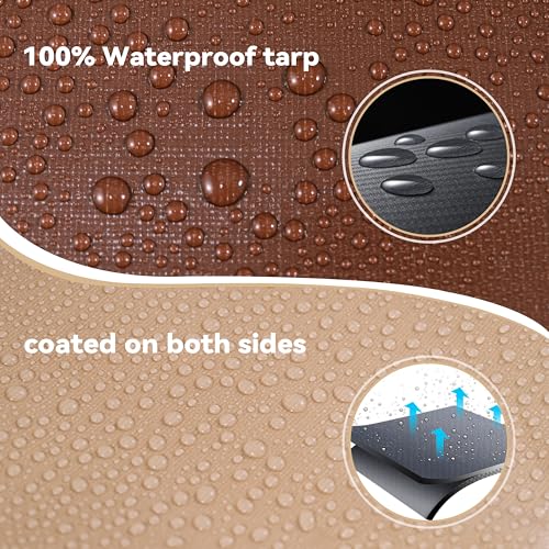 MVPNET 6x8 FT Tarp 22 mil Extreme Heavy Duty Waterproof tarps,Brown&Beige Multipurpose Outdoor Tarpaulin Tear-Proof&UV-Resistant,for Canopy,Camping,Roof,Trailer, Etc - Image 4