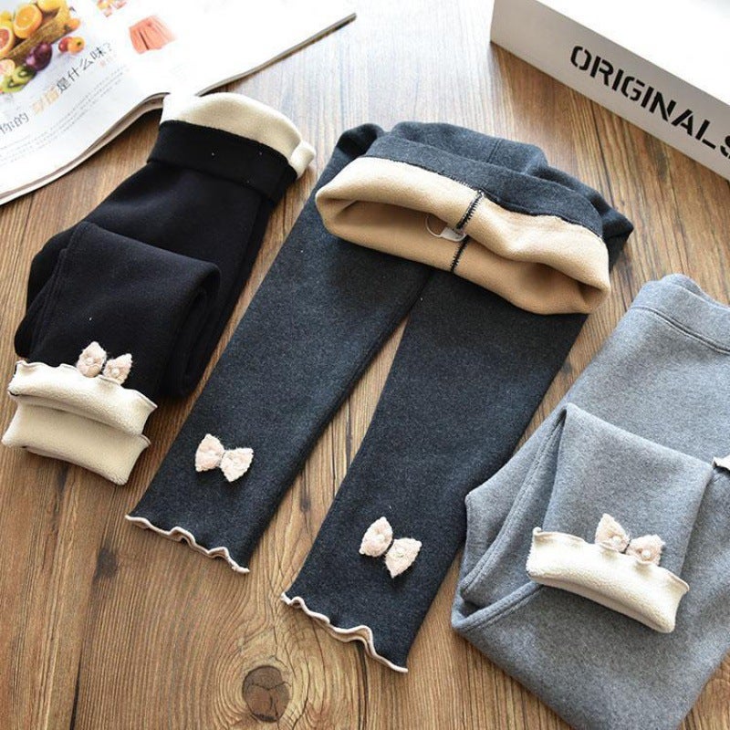 Girls' Leggings Fleece-Lined Thickened Little Girl'S Long Pants Children'S Warm Pants Outer Wear Winter Baby'S Cotton Pants - Image 3